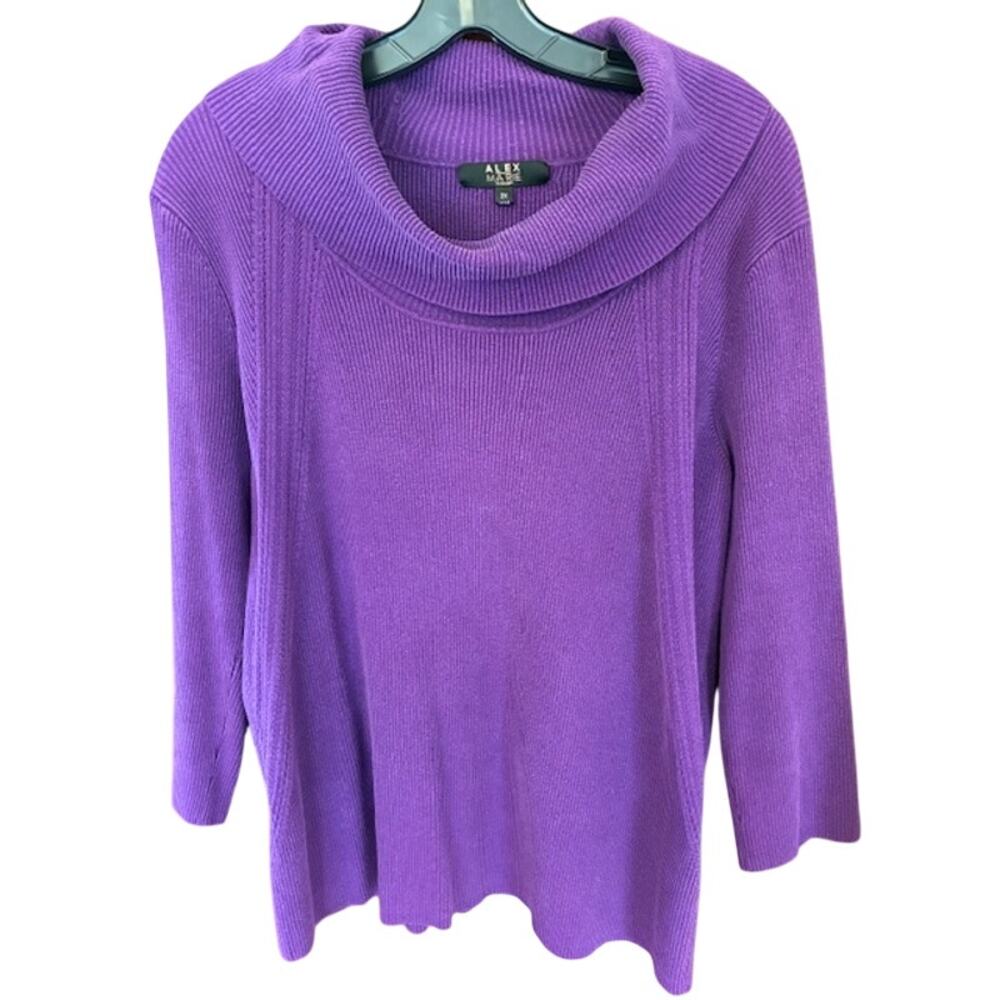 Alex Marie Womens Cowl Neck Pullover Silk Blend Sweater 2X‎ Purple
